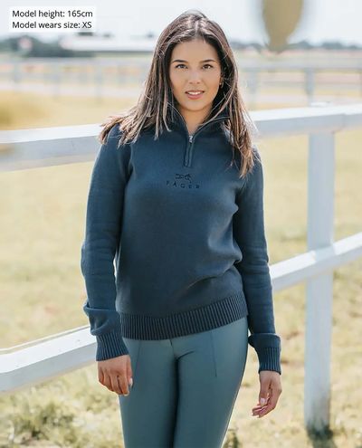 Kim hochgeschlossenes Strickkleid mit Reißverschluss navy 